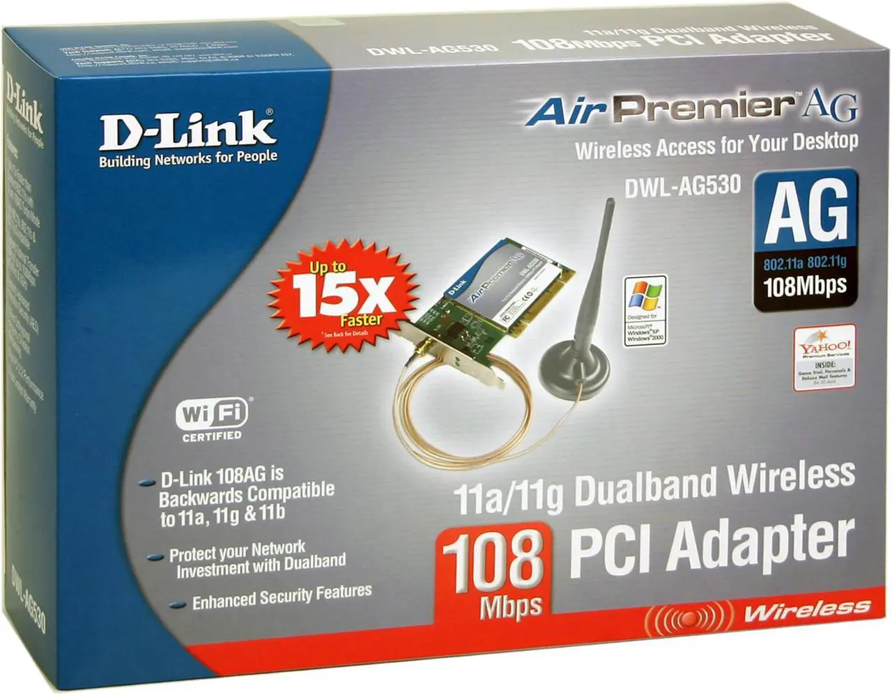 Alt view image 5 of 6 - D-Link DWL-AG530 Wireless Adapter IEEE 802.11a/b/g 32-bit PCI Up to 108Mbps Wireless Data Rates