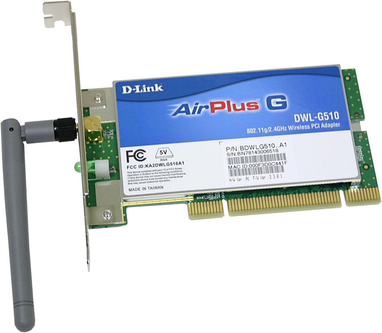 Alt view image 2 of 4 - D-Link DWL-G510 High Speed Wireless Adapter IEEE 802.11b/g 32-bit PCI Up to 54Mbps Wireless Data Rates
