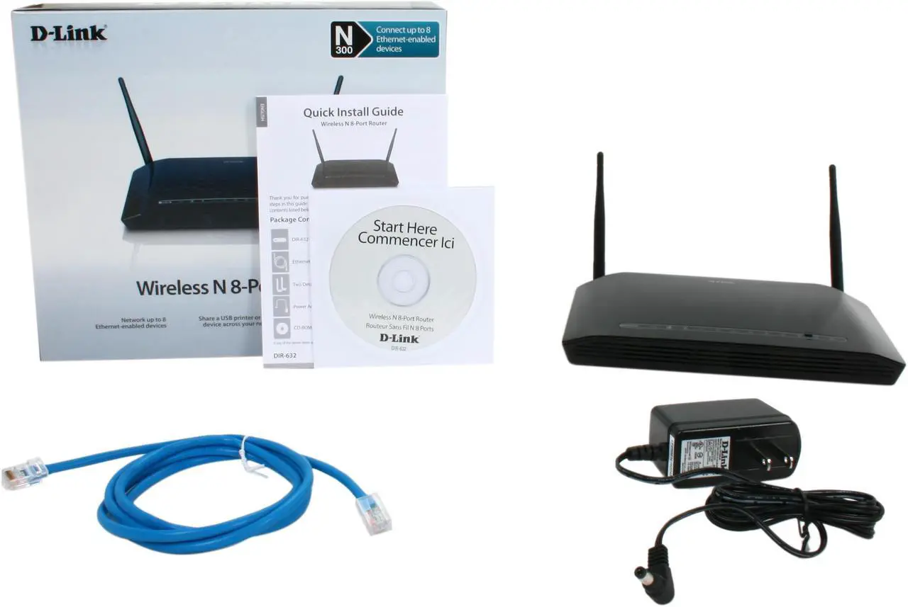 Alt view image 5 of 5 - D-Link Wireless 8-Port Router (DIR-632), N300, Fast Ethernet, USB SharePort
