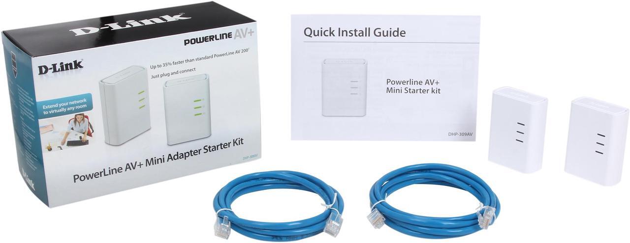 Alt view image 7 of 6 - D-Link DHP-309AV PowerLine AV500 Mini Adapter Starter Kit