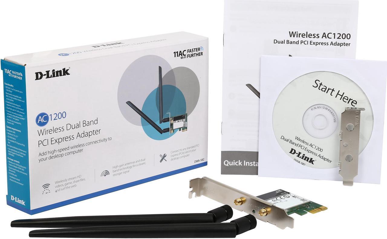 Alt view image 6 of 5 - D-Link DWA-582 AC1200 Wi-Fi PCI Express Adapter