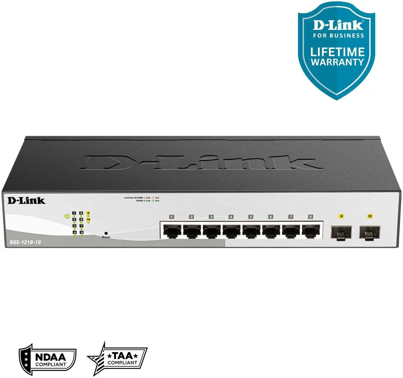Alt view image 8 of 12 - D-Link 10-Port Gigabit Smart Managed Switch | 8 GbE + 2 Optical SFP Ports | L3 Lite | Surveillance Mode | NDAA/TAA Compliant (DGS-1210-10)