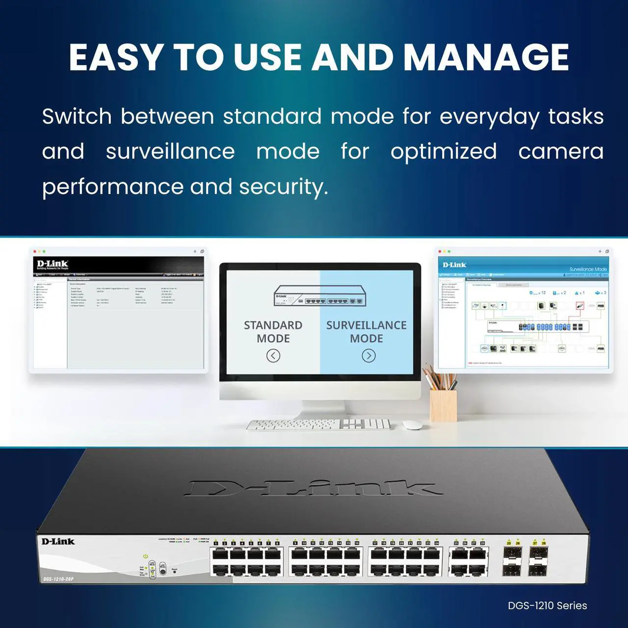 Alt view image 12 of 12 - D-Link 10-Port Gigabit Smart Managed Switch | 8 GbE + 2 Optical SFP Ports | L3 Lite | Surveillance Mode | NDAA/TAA Compliant (DGS-1210-10)