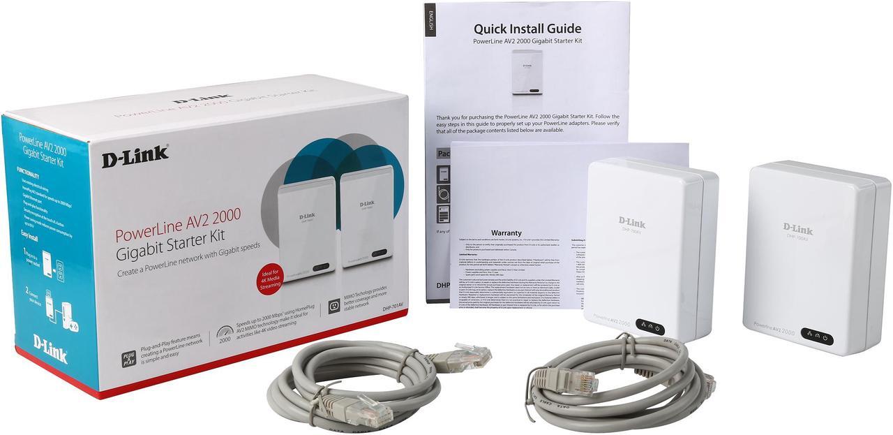 Alt view image 8 of 7 - D-Link DHP-701AV HomePlug AV2 AV2000 MIMO Gigabit Powerline Starter Kit, Up to 2000 Mbps