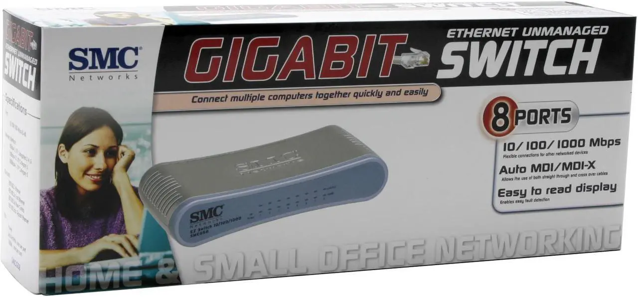 Alt view image 5 of 5 - SMC LG-ERICSSON SMCGS8 Unmanaged Unmanaged 8 Ports Compact Switches