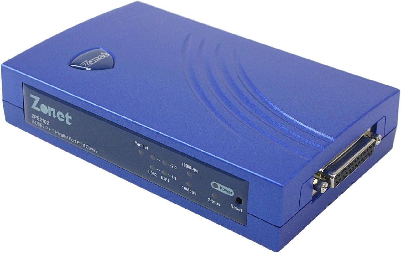Main image of Zonet ZPS2102 2 x USB 2.0 and 1 Parallel Print Server RJ45