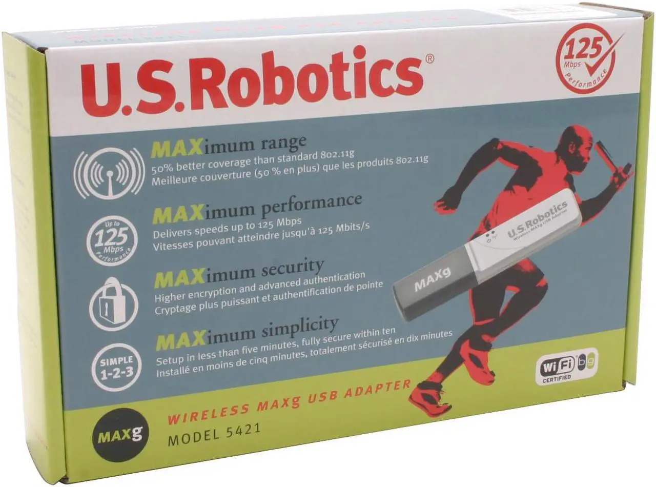Alt view image 8 of 8 - U.S. Robotics USR5421 Wireless MAXg USB Adapter IEEE 802.11b/g USB 2.0 Up to 125Mbps Wireless Data Rates