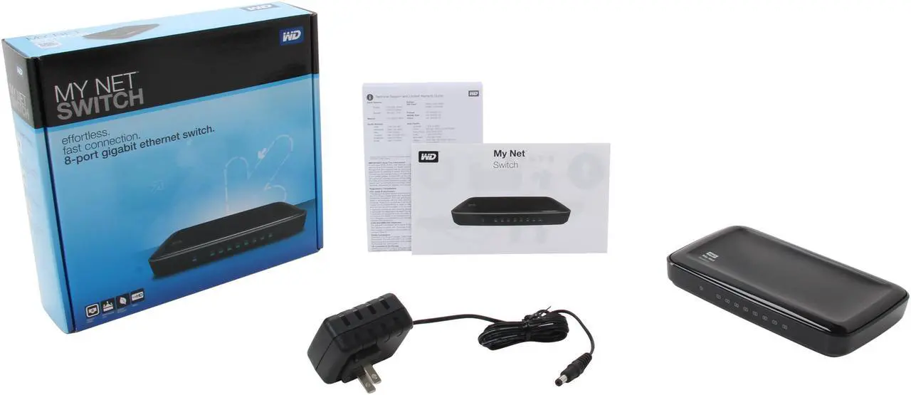 Alt view image 5 of 5 - WD My Net 8-Port Gigabit Switch - 8x Ports, 10/100/1000 Gigabit, Port-Based QoS, Plug-n-Play WDBJVC0000NCH-NESN