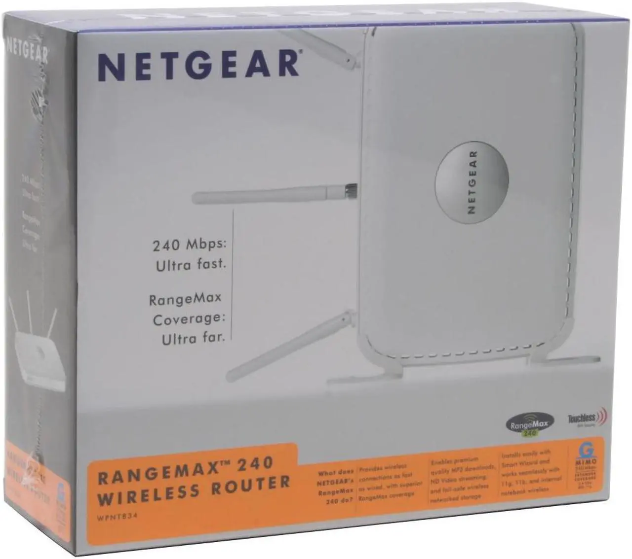 Alt view image 6 of 6 - NETGEAR WPNT834 RangeMax 240 Wireless Router IEEE 802.11b/g