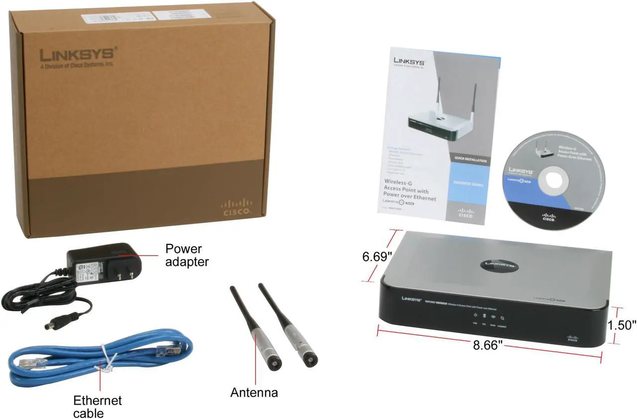 Alt view image 6 of 6 - Cisco Small Business WAP2000 Wireless-G Access Point: PoE