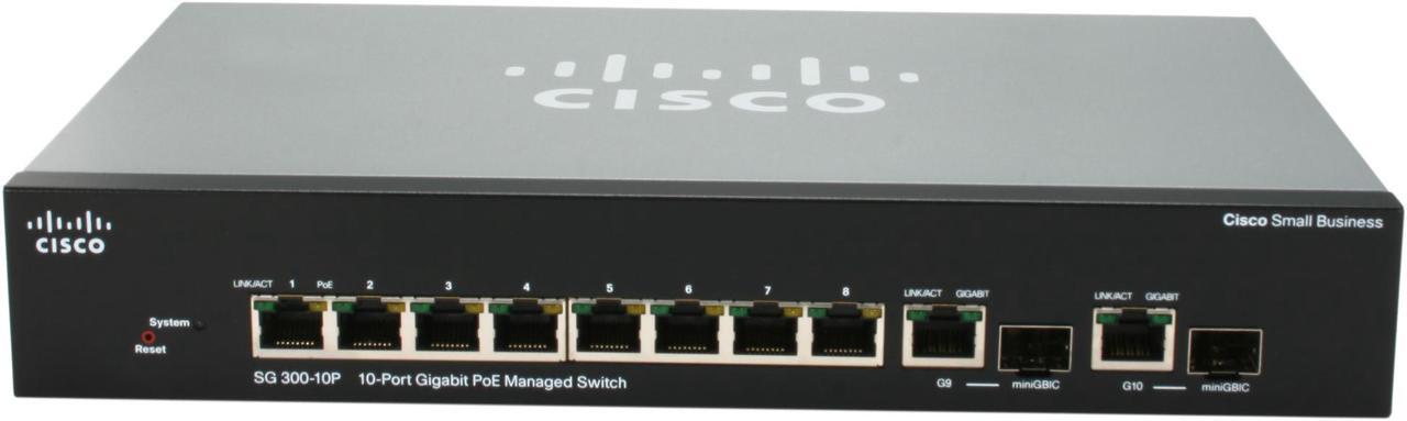 Alt view image 2 of 6 - Cisco SG300-10P (SRW2008P-K9-NA) Gigabit PoE Managed Switch 10-port