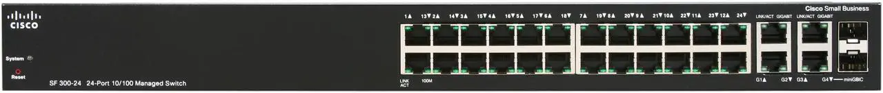 Alt view image 2 of 5 - Cisco SF300-24 (SRW224G4-K9-NA) 24-port 10/100 Managed Switch with Gigabit Uplinks