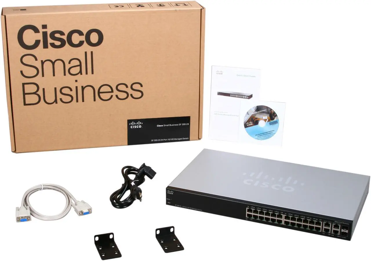 Alt view image 5 of 5 - Cisco SF300-24 (SRW224G4-K9-NA) 24-port 10/100 Managed Switch with Gigabit Uplinks
