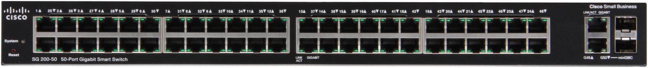 Alt view image 2 of 5 - Cisco Small Business 200 Series SLM2048T-NA Smart SG200-50 Gigabit Switch