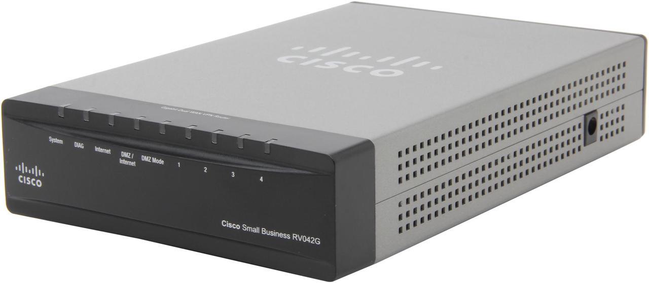 Cisco Small Business RV042G-K9-NA Dual Gigabit WAN VPN Router 2 x 10/100/1000Mbps WAN Ports 4 x 10/100/1000Mbps LAN Ports