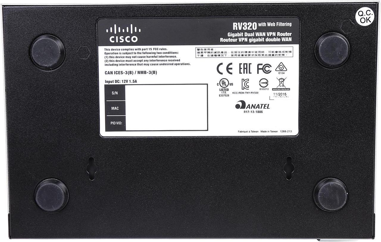 Alt view image 6 of 6 - Cisco RV320 Dual Gigabit WAN VPN Router with license-free web filtering