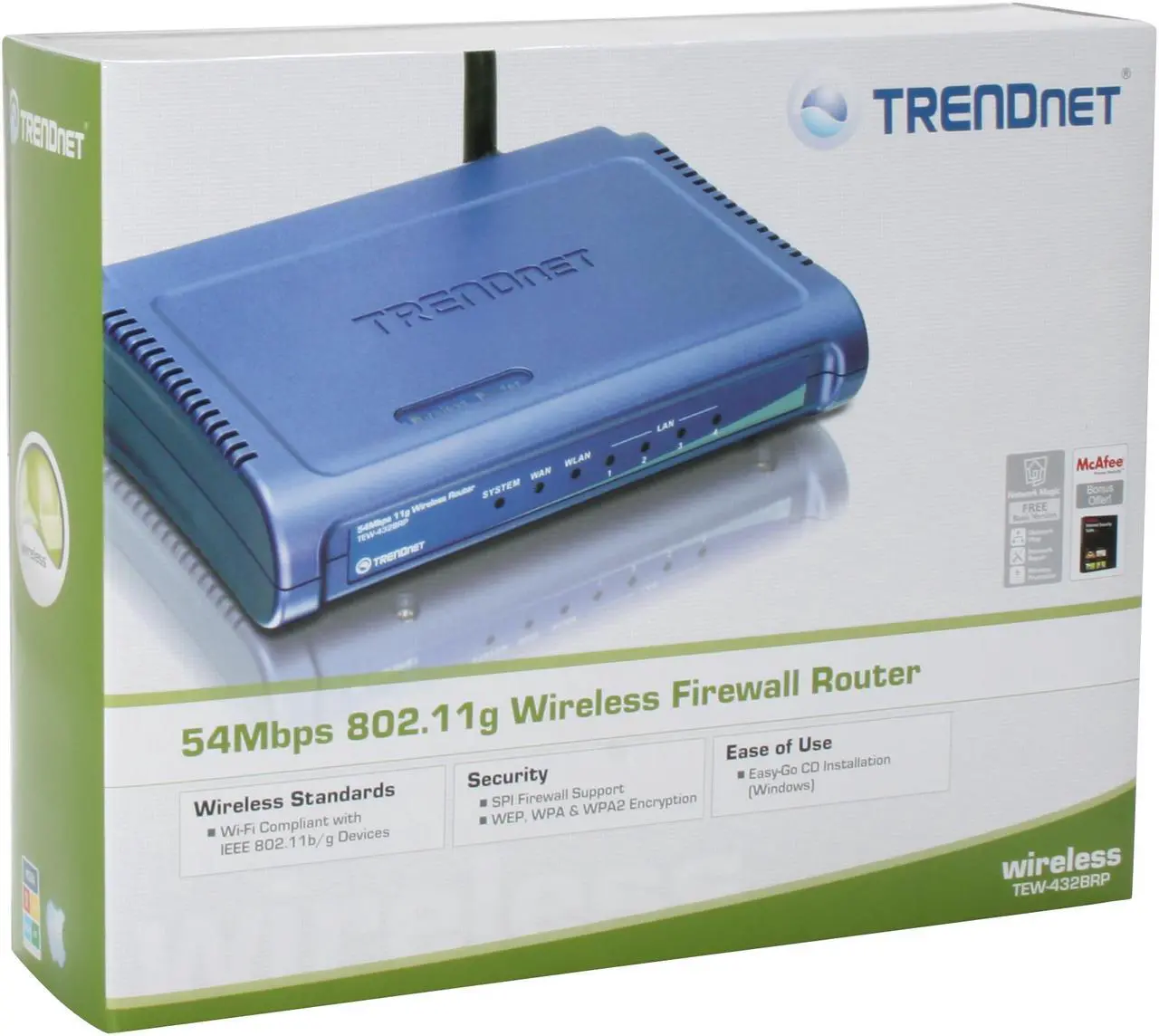 Alt view image 9 of 9 - TRENDnet TEW-432BRP Wireless Broadband Router 802.11b/g up to 54Mbps/ 10/100 Mbps Ethernet Port x4