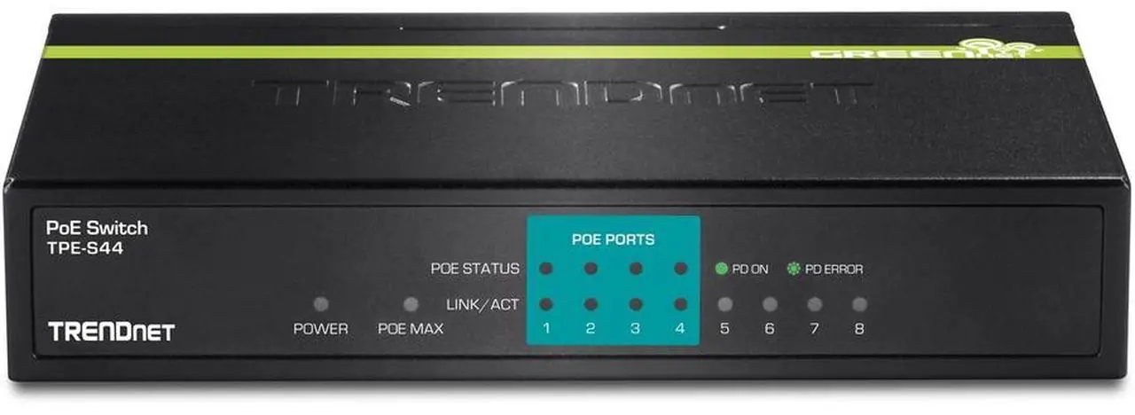 Alt view image 5 of 9 - TRENDnet 8-Port 10/100Mbps PoE Switch, 4 x 10/100 Ports, 4 x 10/100 PoE Ports, 30W PoE Power Budget, 1.6 Gbps Switching Capacity, 802.3af, Lifetime Protection, Black, TPE-S44