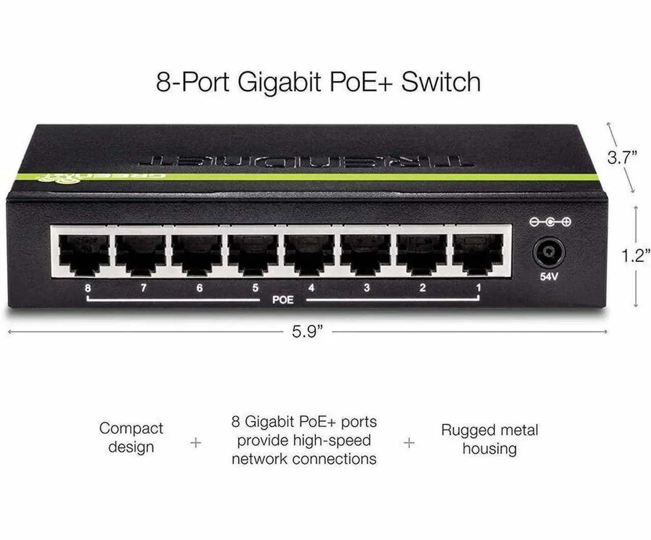 Alt view image 8 of 9 - TRENDnet 8-Port 10/100Mbps PoE Switch, 4 x 10/100 Ports, 4 x 10/100 PoE Ports, 30W PoE Power Budget, 1.6 Gbps Switching Capacity, 802.3af, Lifetime Protection, Black, TPE-S44
