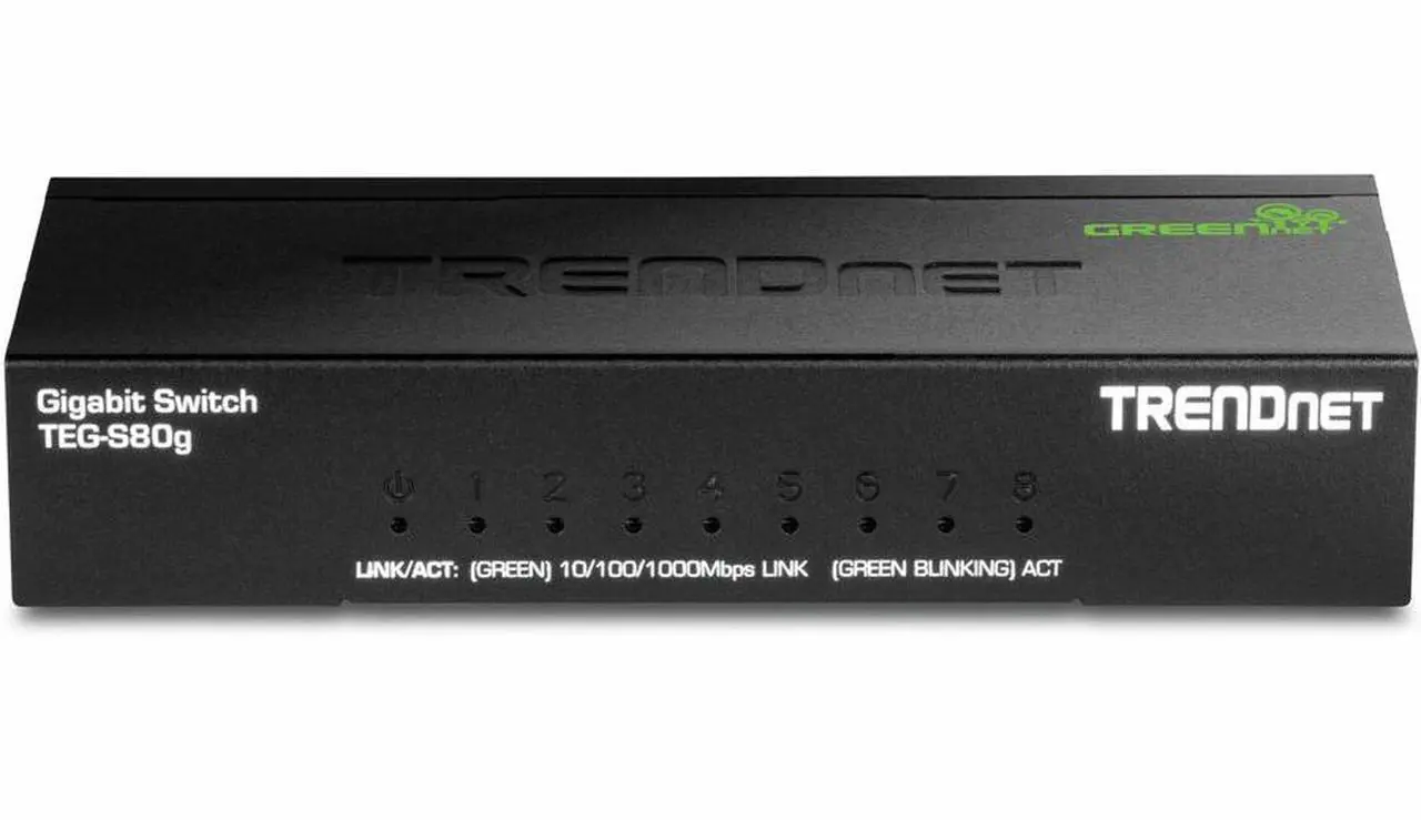 Alt view image 5 of 6 - TRENDnet 8-Port Unmanaged Gigabit GREENnet Desktop Metal Switch, Fanless, 16Gbps Switching Capacity, Plug & Play, Network Ethernet Switch, Lifetime Protection, Black, TEG-S80G