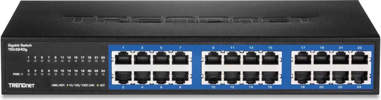 Alt view image 5 of 8 - TRENDnet 24-Port Unmanaged Gigabit GREENnet Desktop Switch, Ethernet Network Switch, 24 x 10-100-1000 Gigabit Ethernet RJ-45 Ports, 48Gbps Switching Capacity, Lifetime Protection, Black, TEG-S24DG