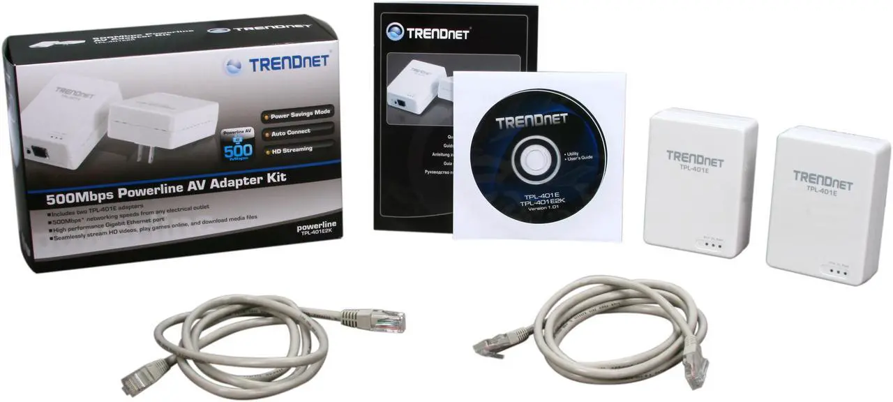 Alt view image 6 of 6 - TRENDnet TPL-401E2K Powerline 500 AV Gigabit Adapter Kit Up to 500Mbps