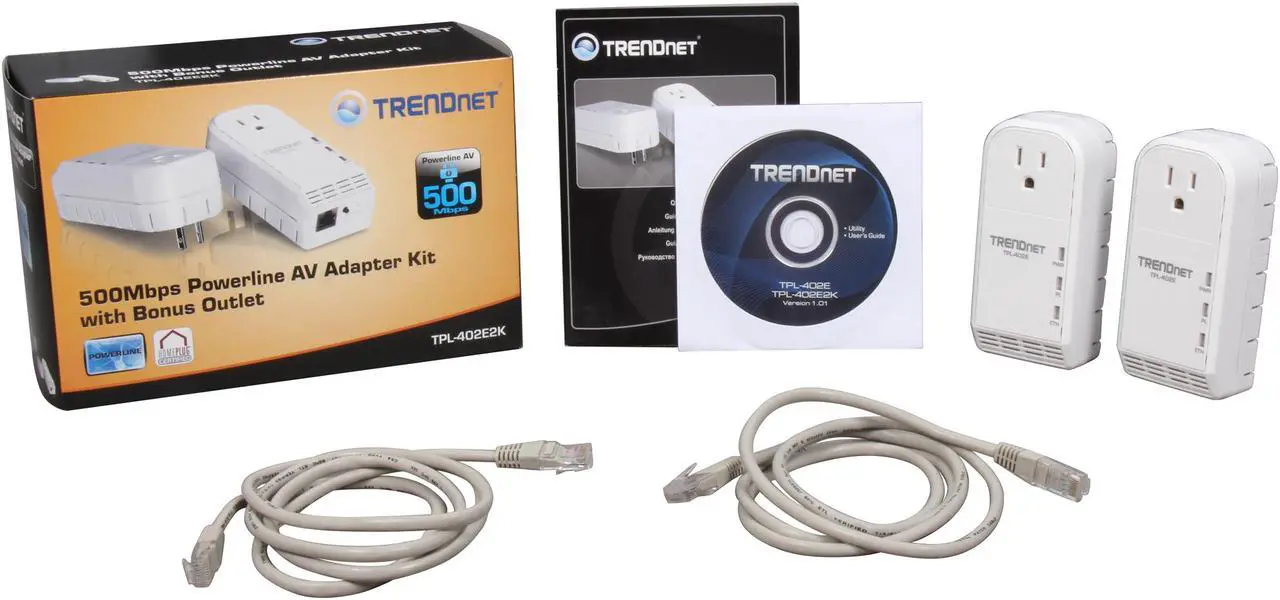 Alt view image 6 of 6 - TRENDnet TPL-402E2K Powerline AV Adapter Kit w/ Pass-through Up to 500Mbps