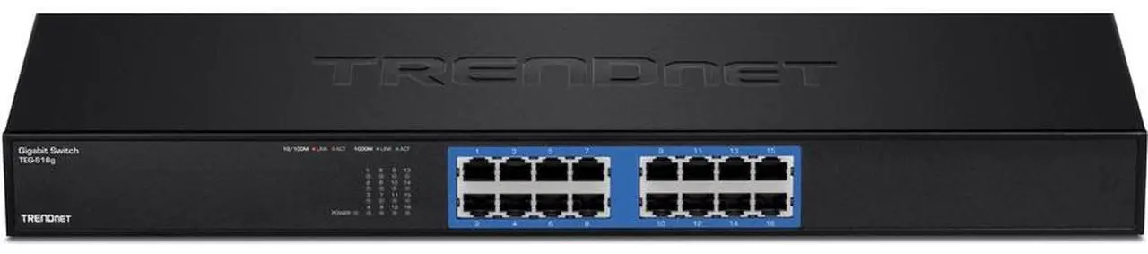 Alt view image 2 of 6 - TRENDnet 16-Port Unmanaged Gigabit GREENnet Switch, 16 x RJ-45 Ports, 32Gbps Switching Capacity, Fanless, Rack Mountable, Network Ethernet Switch, Lifetime Protection, Black, TEG-S16G