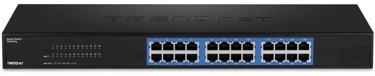 Alt view image 4 of 7 - TRENDnet 24-Port Unmanaged Gigabit 10/100/1000 Mbps GREENnet Switch, 24 x Gigabit RJ-45 Ports, 48 Gbps Switch Fabric, Fanless, Metal Housing, Rack Mountable, Lifetime Protection, Black, TEG-S24G
