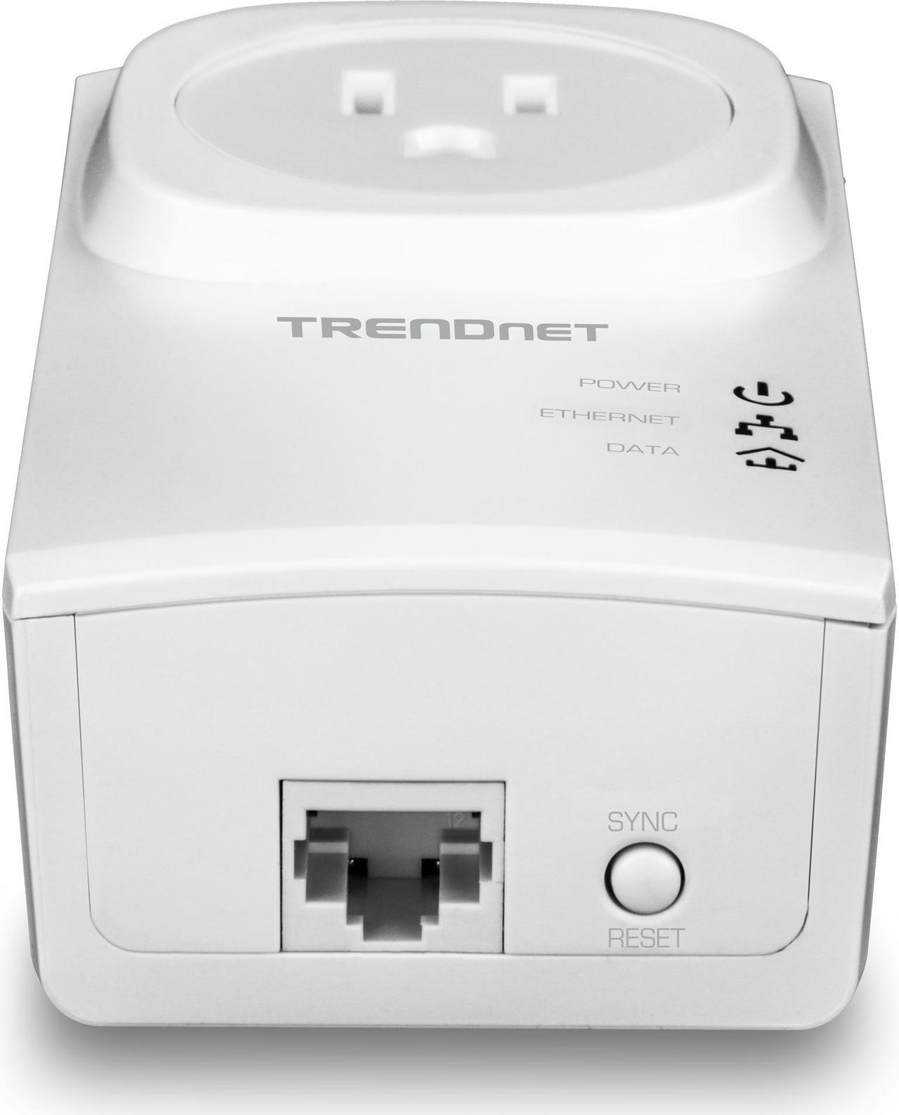 Alt view image 9 of 9 - TRENDnet Powerline 500 AV Nano Adapter Kit With Built-In Outlet, Power Outlet Pass-Through, Includes 2 x TPL-407E Adapters, Plug & Play, Ideal For Smart TVs, Gaming, White, TPL-407E2K