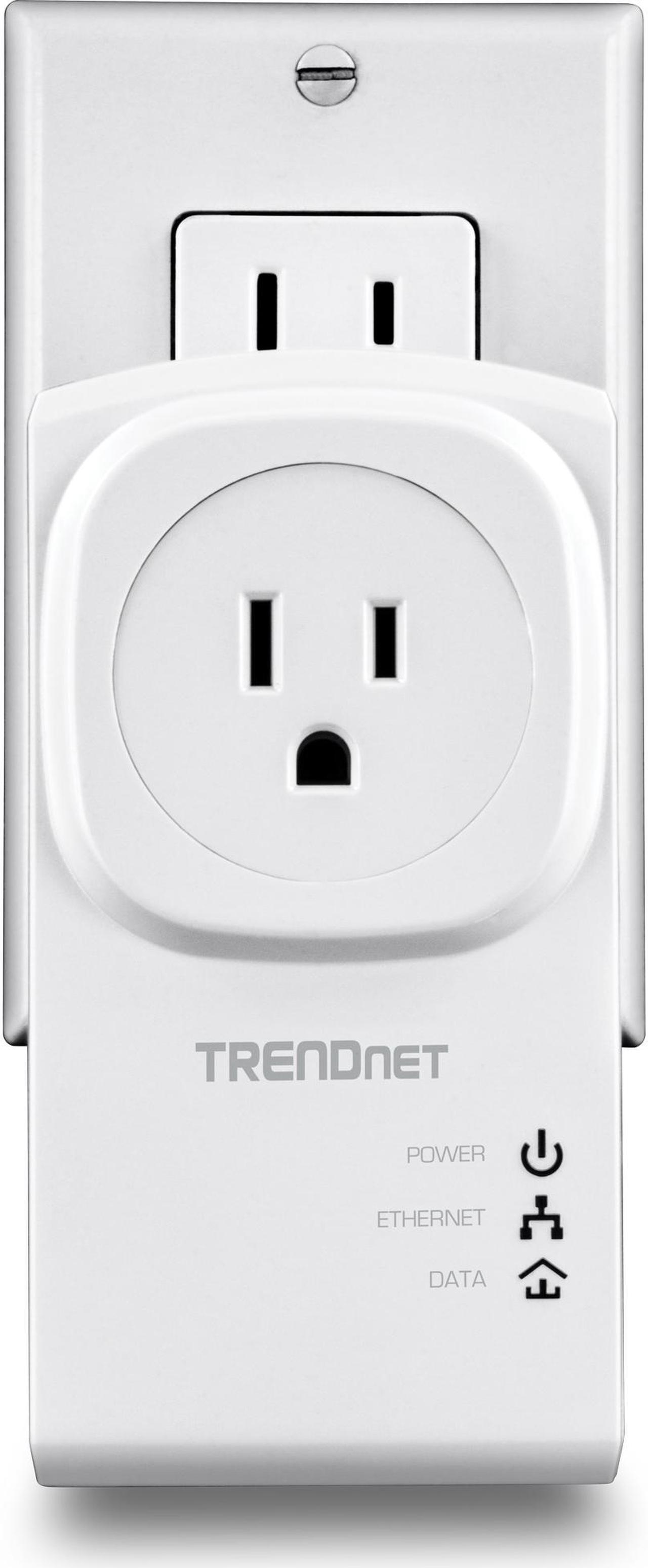 Alt view image 6 of 9 - TRENDnet Powerline 500 AV Nano Adapter Kit With Built-In Outlet, Power Outlet Pass-Through, Includes 2 x TPL-407E Adapters, Plug & Play, Ideal For Smart TVs, Gaming, White, TPL-407E2K