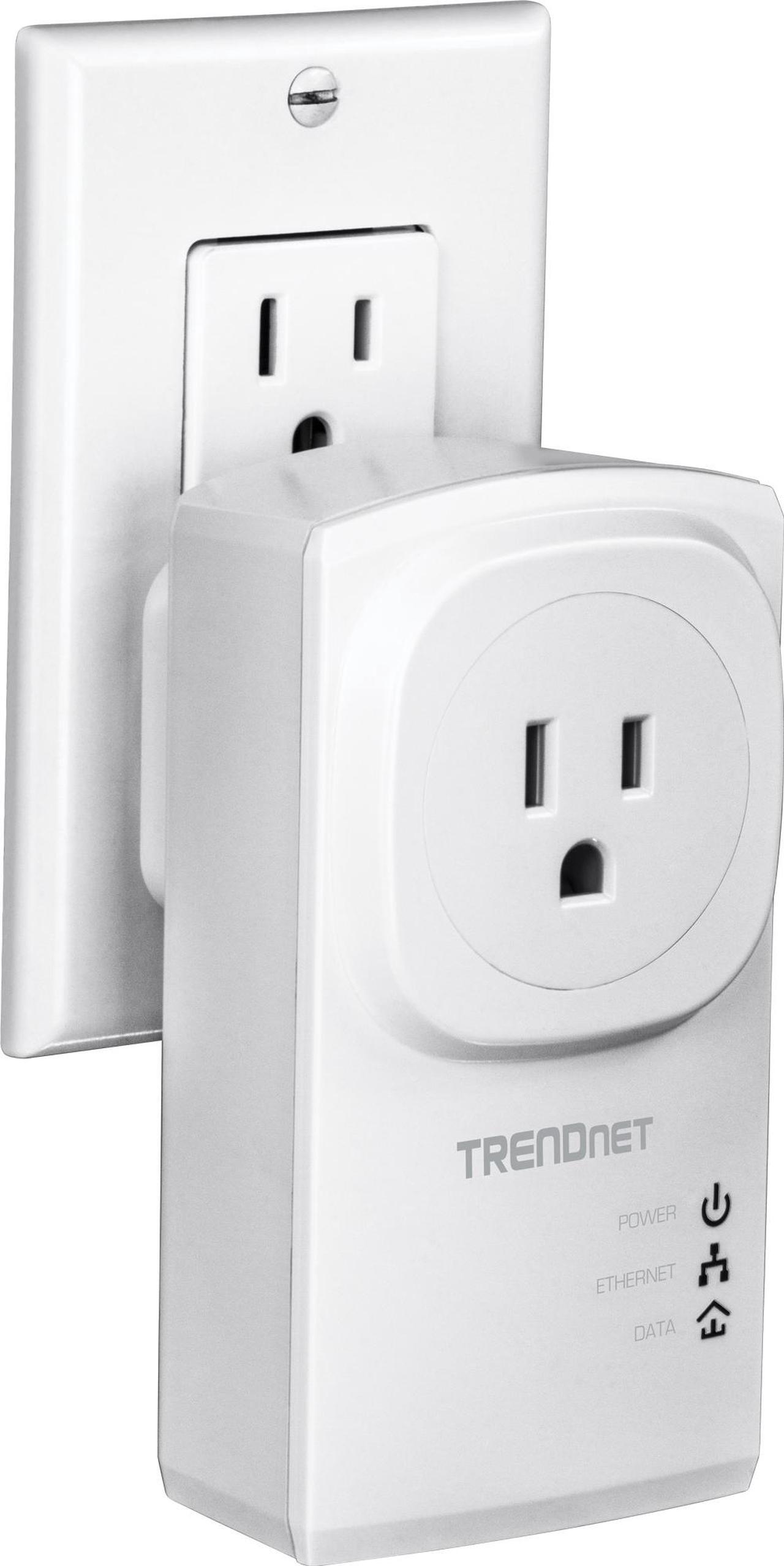 Alt view image 8 of 9 - TRENDnet Powerline 500 AV Nano Adapter Kit With Built-In Outlet, Power Outlet Pass-Through, Includes 2 x TPL-407E Adapters, Plug & Play, Ideal For Smart TVs, Gaming, White, TPL-407E2K