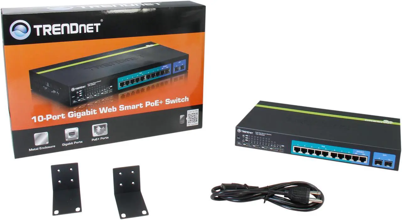 Alt view image 6 of 5 - TRENDnet 10-Port Gigabit Web Smart PoE+ Switch, 8 x PoE+ Gigabit Ports, 2 x Gigabit Ethernet Ports, 2 x Shared SFP Slots, 75W Total Power Budget, Rack Mountable, Black, TPE-1020WS
