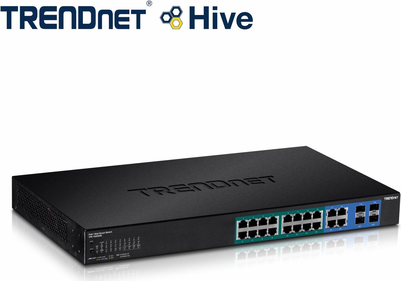 Alt view image 5 of 7 - TRENDnet 20-Port Gigabit PoE+ Web Smart PoE+ Switch, 16 x Gigabit PoE+ Ports, 4 x Shared Gigabit Ports, Up To 30W Per Port, 185W Total Power Budget, Rack Mountable, Black, TPE-1620WS