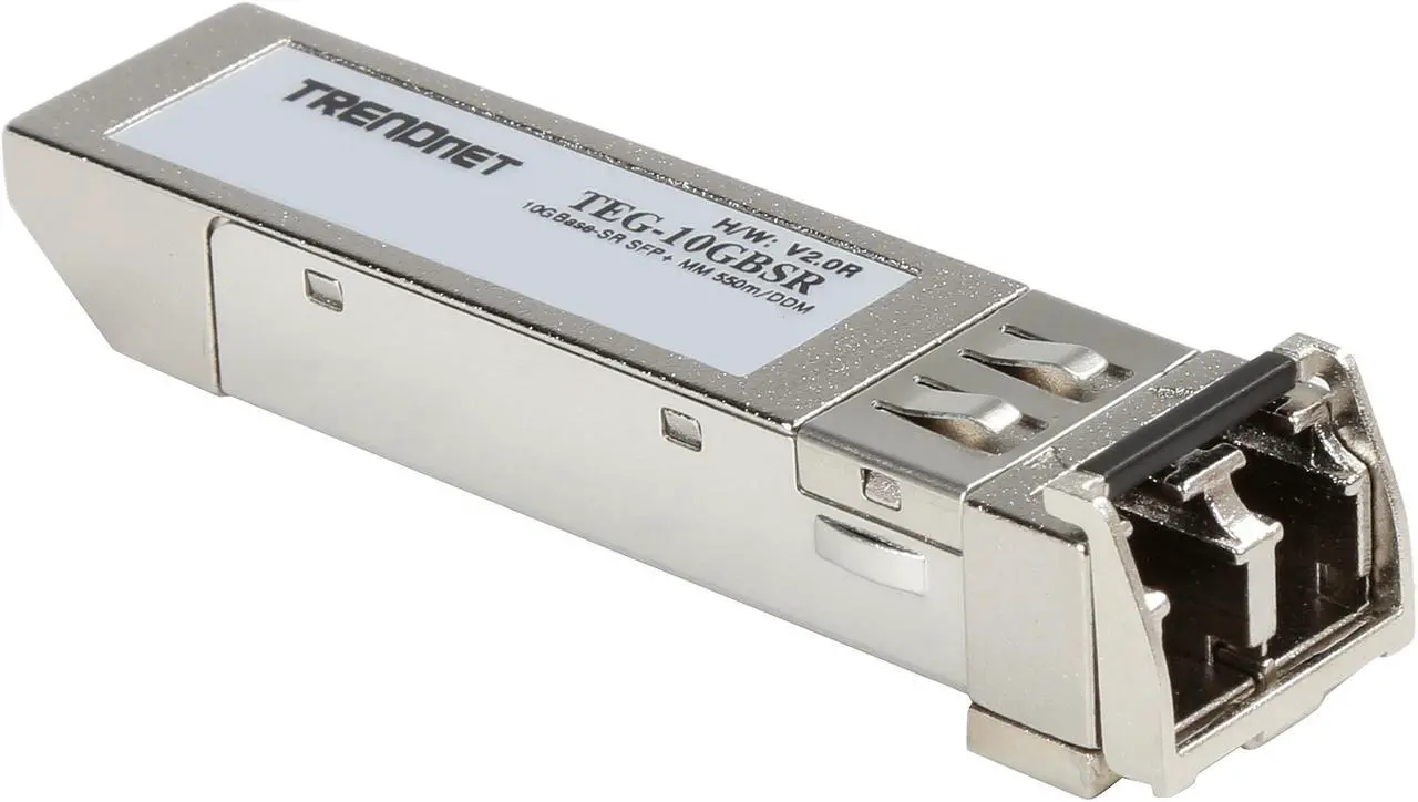 Main image of TRENDnet SFP to RJ45 10GBASE-SR SFP+ Multi Mode LC Module, TEG-10GBSR, Up to 550 m (1,804 Ft.), Hot Pluggable SFP+ Transceiver, 850nm Wavelength, Duplex LC Connector, DDM Support