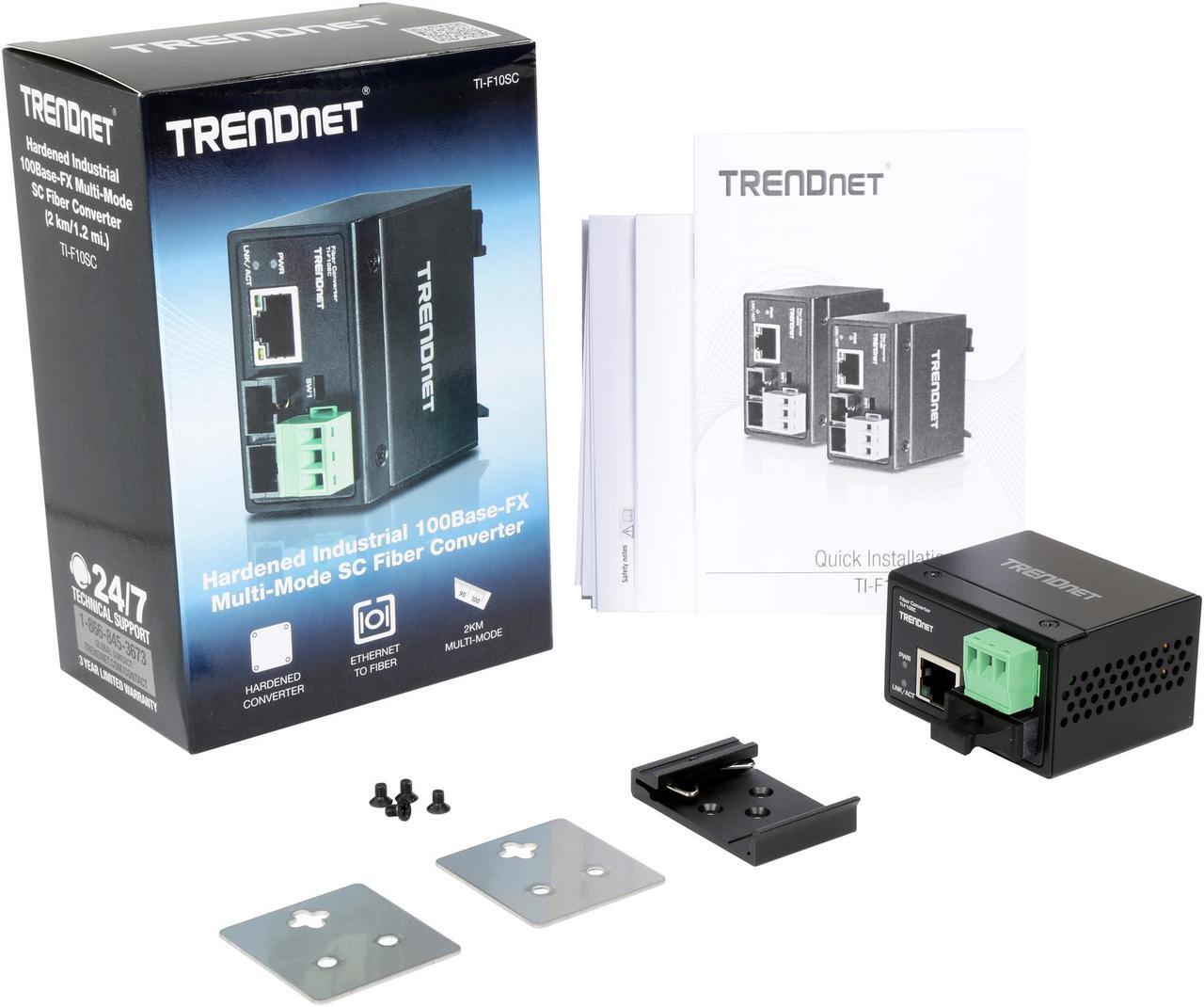 Alt view image 7 of 6 - TRENDnet Hardened Industrial 100Base-FX Multi-Mode SC Fiber Converter, (2km, 1.2 Miles), IP40 Rated Housing, TI-F10SC
