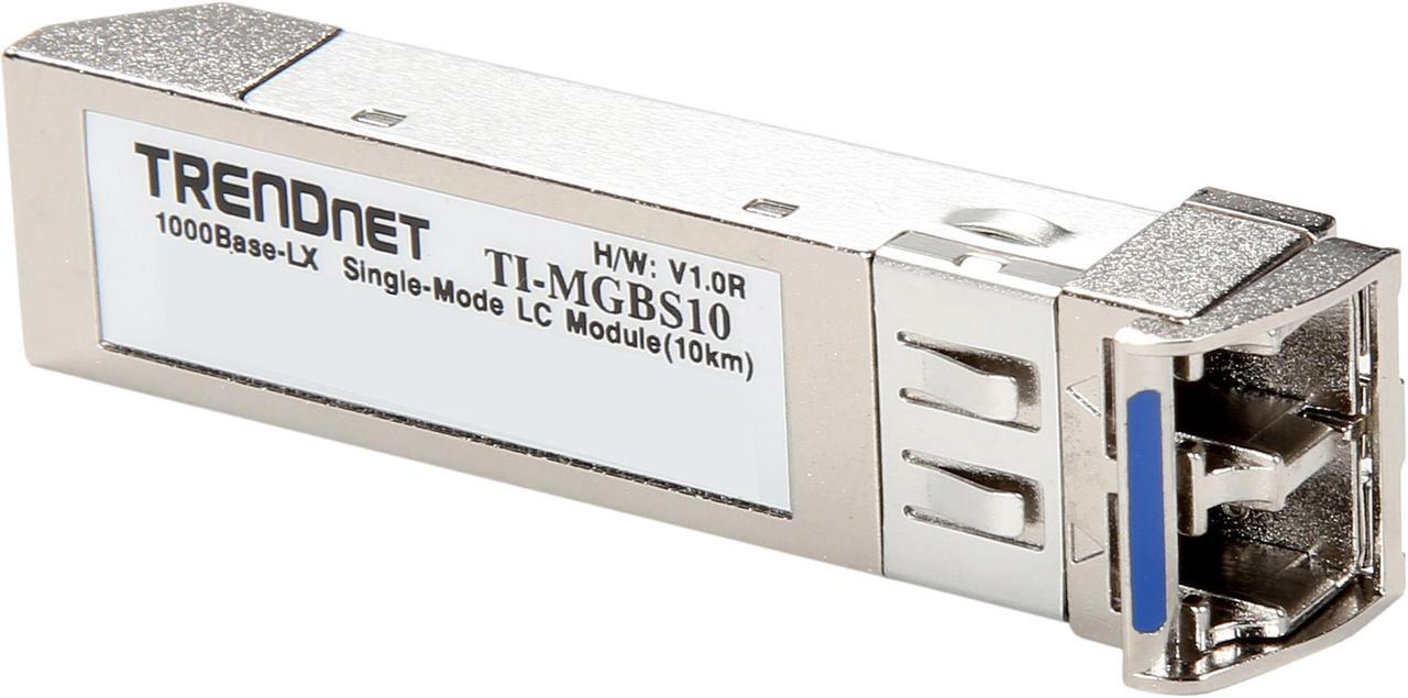 TRENDnet SFP to RJ45 Industrial Single-Mode LC Module (10km), TI-MGBS10, 1000Base-LX Industrial SFP, Compliant with IEEE 802.3z Gigabit Ethernet, Data Rates of up to 1.25Gbps, Lifetime Protection