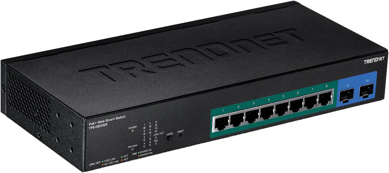 Main image of TRENDnet TPE-082WS 10-Port Gigabit Web Smart PoE+ Switch