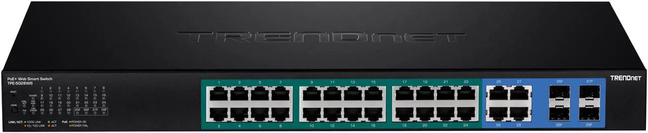 Alt view image 2 of 3 - TRENDnet TPE-5028WS 28-Port Gigabit Web Smart PoE+ Switch (370W)