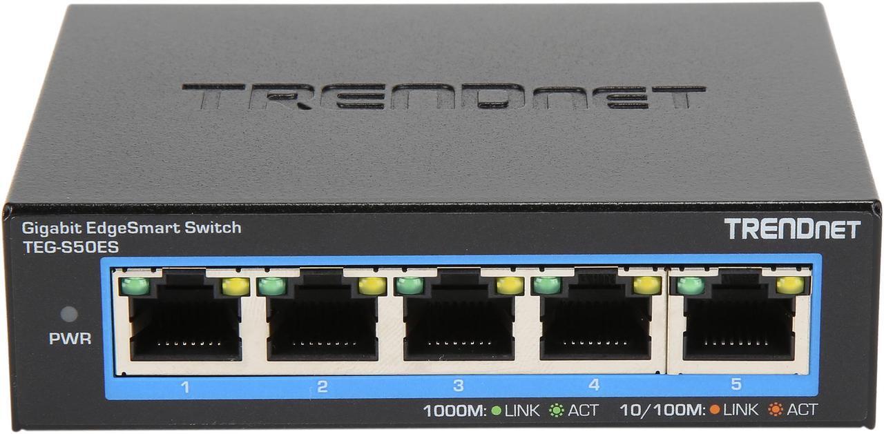 Alt view image 3 of 6 - TRENDnet TEG-S50ES (V1.0R) 5-Port Gigabit EdgeSmart Switch