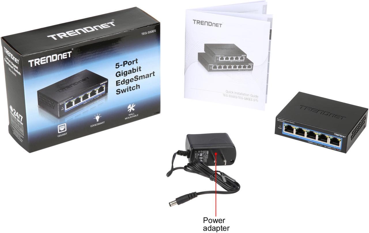 Alt view image 7 of 6 - TRENDnet TEG-S50ES (V1.0R) 5-Port Gigabit EdgeSmart Switch