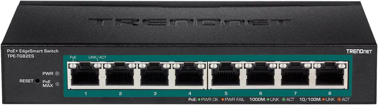 Alt view image 3 of 3 - TRENDnet EdgeSmart TPE-TG82ES Ethernet Switch