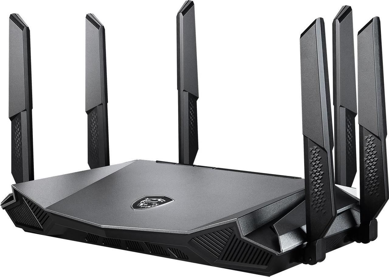 MSI Radix AX6600 WiFi 6 Tri-Band Gaming Router, AI QoS, 1.8GHz Quad-Core Processor, MU-MIMO, Tri Band Gigabit Wireless, 8-Stream, High Speed Long Range Gaming Router