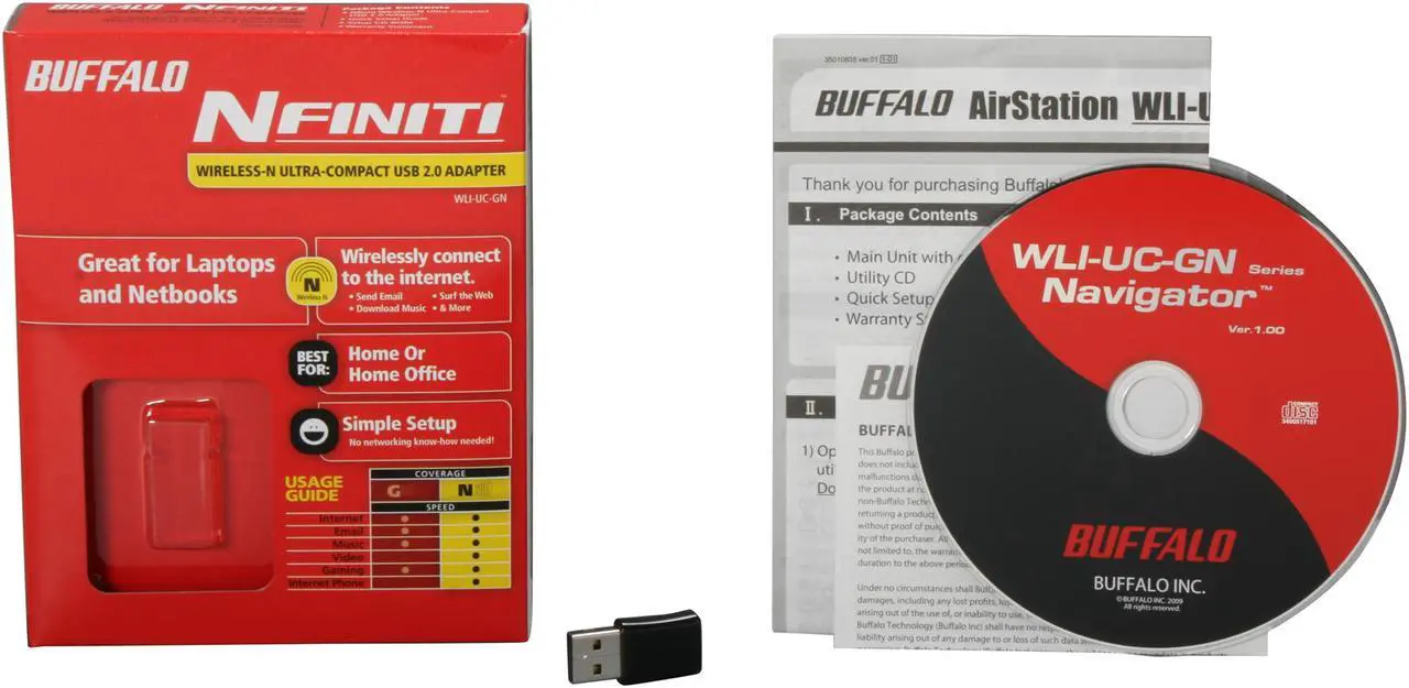 Alt view image 4 of 4 - BUFFALO WLI-UC-GN Nfiniti Wireless Ultra-Compact Adapter IEEE 802.11b/g, IEEE 802.11n Draft 2.0 USB 2.0