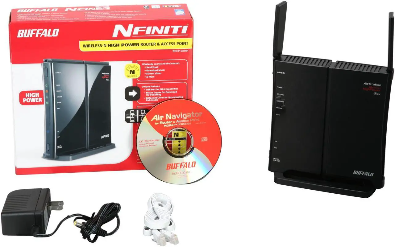 Alt view image 7 of 7 - BUFFALO AirStation HighPower N300 Gigabit Wireless Router - WZR-HP-G300NH