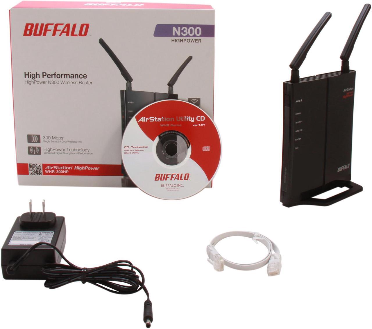 Alt view image 5 of 5 - BUFFALO AirStation HighPower N300 DD-WRT Wireless Router WHR-300HP (Black)