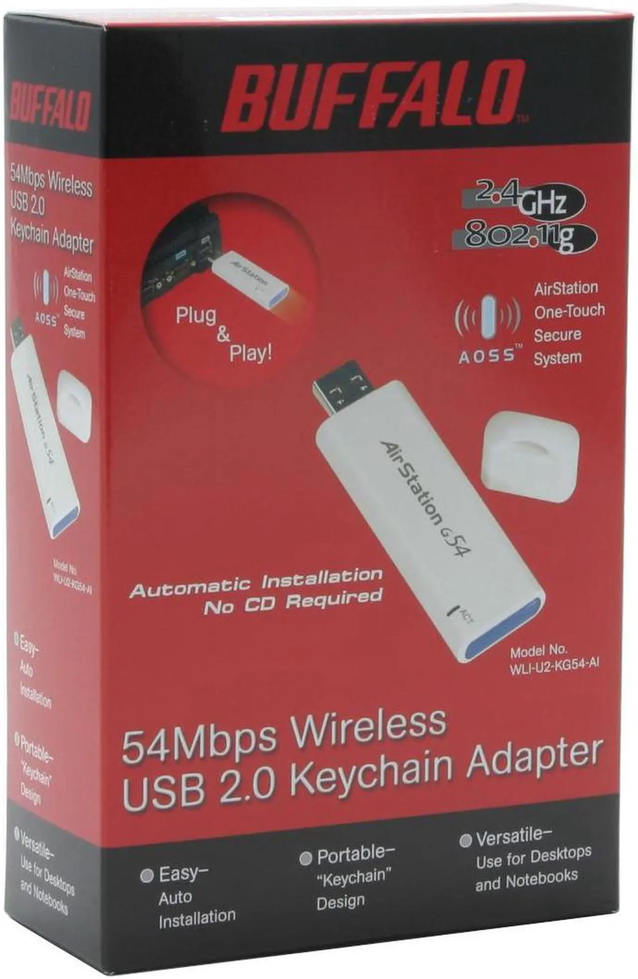 Alt view image 5 of 5 - BUFFALO WLI-U2-KG54-AI Wireless Keychain Adapter IEEE 802.11b/g USB 2.0 Up to 54Mbps Wireless Data Rates