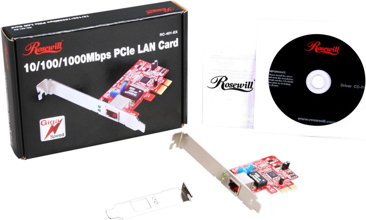 Alt view image 5 of 5 - Rosewill RC-401-EX Network Card Gigabit Low Profile 10/100/1000Mbps PCI-Express 1 x RJ45