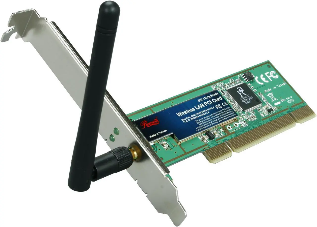 Main image of Rosewill RNX-G300LX - Wireless WRT54 Wi-Fi Adapter - IEEE 802.11b/g, Up to 54 Mbps Data Rate, PCI Interface with 2 dBi Antenna