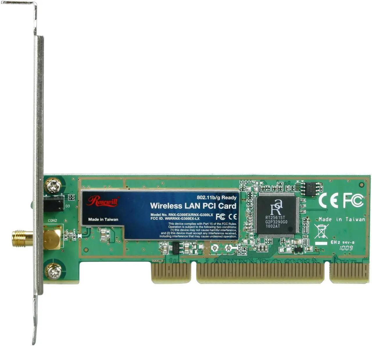 Alt view image 3 of 5 - Rosewill RNX-G300LX - Wireless WRT54 Wi-Fi Adapter - IEEE 802.11b/g, Up to 54 Mbps Data Rate, PCI Interface with 2 dBi Antenna